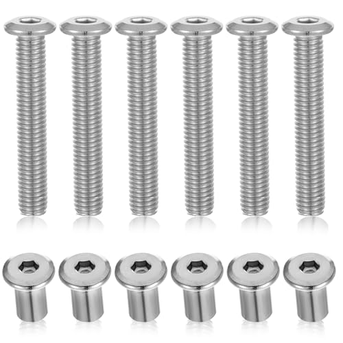 12 Pcs Trailer Hasp Bolt Set, 304 Stainless Steel Hexagon Socket Enclosed Trailer Door Latch 1.96 Inch Portable Trailers Door Latch Hasp Kit for Trailers Cam Action Hasps Accessories, Silver
