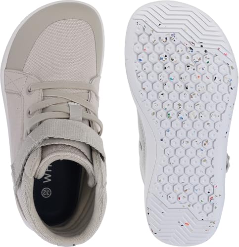 Image of WHITIN Little /Big Kid Wide High Top Barefoot Shoes W8K23 | Back to School, Natural & Healthy Fit, Ankle Support, Lightweight Zero-drop for Casual Walking & Active Play