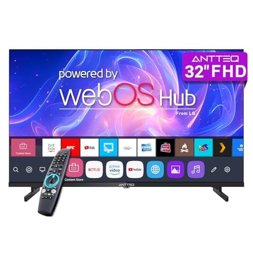 Antteq 32 Inch TV FHD Smart WebOS Television, 1080P MagiQ 32" with Full HD ThinQ AI, Voice Magic Remote Airplay, Apple TV+, Netflix, Freeview, YouTube, WiFi, 2025 Black Televisions