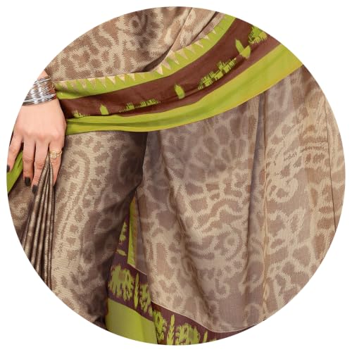 Image of MIRCHI FASHION Saree for Woman Chiffon Leaf Printed | Lightweight Daily Wear Comfortable Women's Sari with Blouse Piece (Available in 30 Styles)