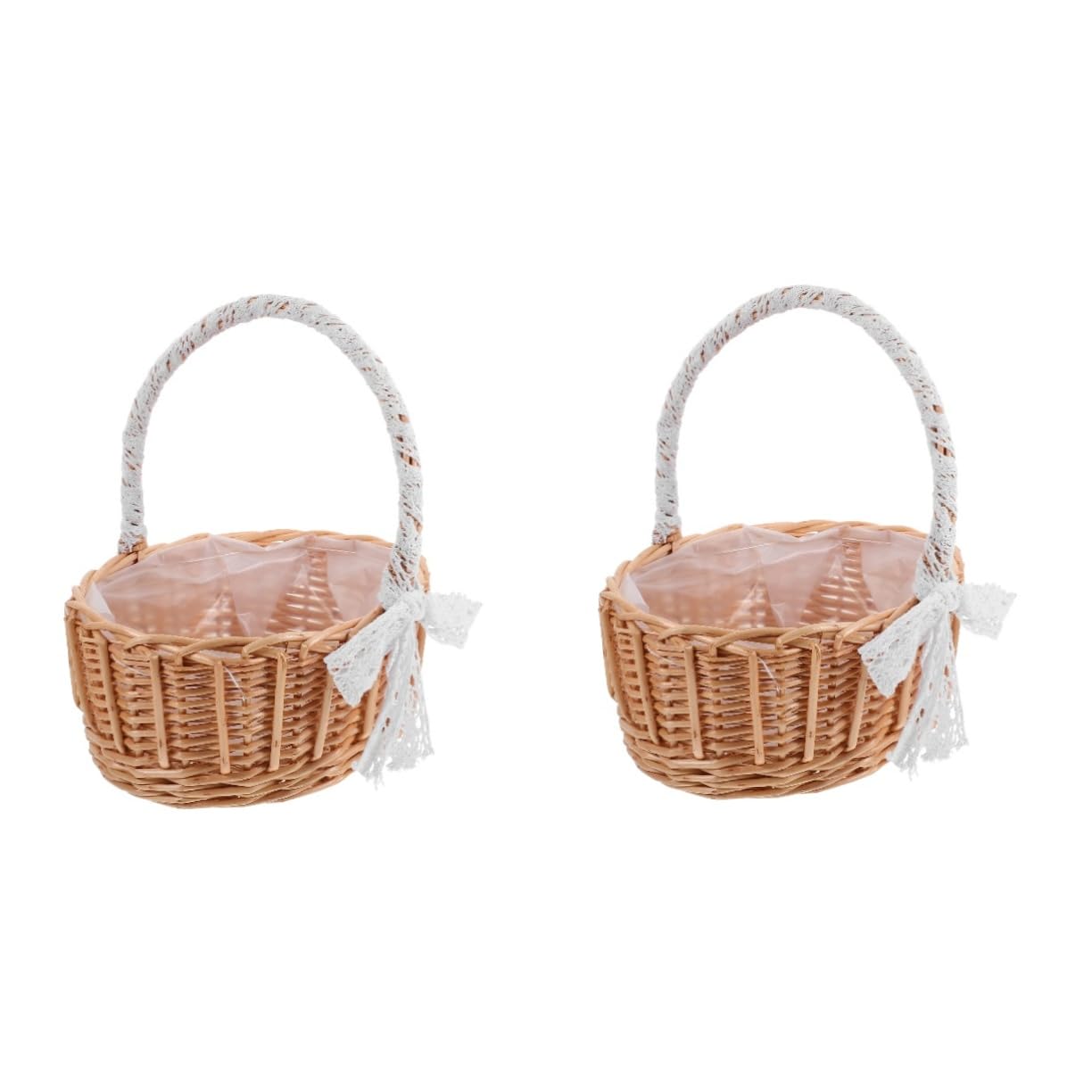 Yardwe 2pezzi Cesta Portatile Per Fiori Rattan Intrecciato Con Manici Pizzo Organizzazione Elegante Per Casa e Ufficio Per Bagno Armadio e Craft Area