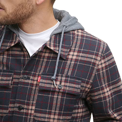 Image of Levi's mens Plaid Sherpa Lined Hooded Shirt Jacket (Regular & Big & Tall Sizes)
