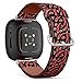 CJBROES Replacement Leather Watch Band, Compatible with Fitbit Versa 3 and Fitbit Sense of Wristband Bracelet Accessory - Cute Chili
