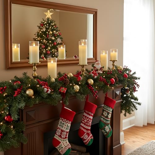 Image of Homemory Ivory White Flickering Flameless Candles, Battery Operated Acrylic LED Pillar Candles with Remote Control and Timer, Set of 5
