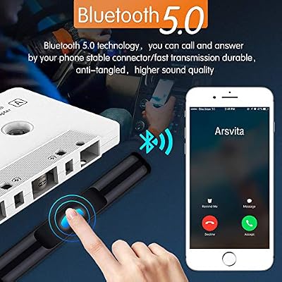 Arsvita Car Audio Bluetooth Cassette Receiver, Tape Player Bluetooth 5.0 Cassette to Aux Adapter