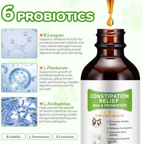 Constipation Relief for Cat, 100% Natural Cat Constipation Treatment with 6 Probiotics for Cats Stool Softeners, Cats Laxative Constipation Relief, Promotes Digestive & Gut Health, 2.02 fl Oz — view 7