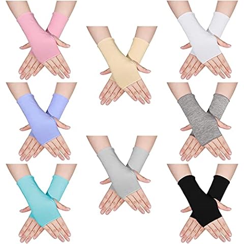 Fingerlose Damen-Handschuhe mit UV-Schutz, für den Sommer, Fahrhandschuhe, rutschfest, für Outdoor-Aktivitäten, 8 Paar, Frische Farben., Einheitsgröße Cover