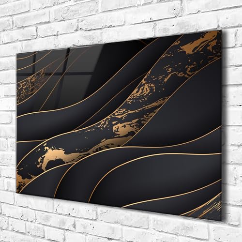 AREDE Impression directe sur verre acrylique (plexiglas) - 60 x 40 cm - Fond avec vagues - Tableau...
