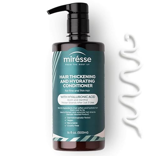 MIRÉSSE Acondicionador hidratante espesante con ácido hialurónico biotina y mentol tratamiento del cuero cabelludo para cabello fino y fino estimula