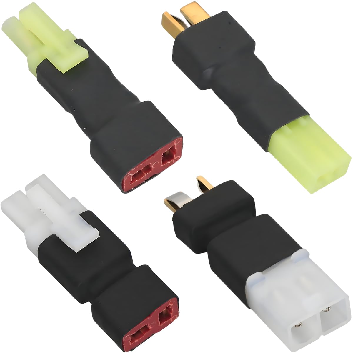 ZHUROUPU 4Pcs Deans T Style Plug to Mini Tamiya Male Female Wireless Connector Adapter, No Wires Deans T Plug to Big Tamiya Male Female Connector for RC Car Truck FPV Drone Battery Charger ESC โ image 1