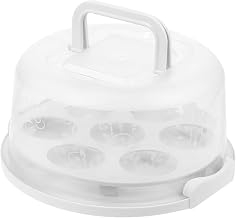 YARDWE Cupcake Carriers Cake Carrier with Handle, Clear Cake Box with Cover, Transporter Containers for Cakes, Pies, or Other Desserts Fit Cakes to 8in (White) Cupcakes Containers