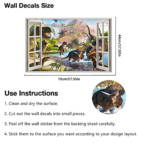 Vinilo decorativo de dinosaurios 3D 44x70 cm resistente al agua miniatura 3