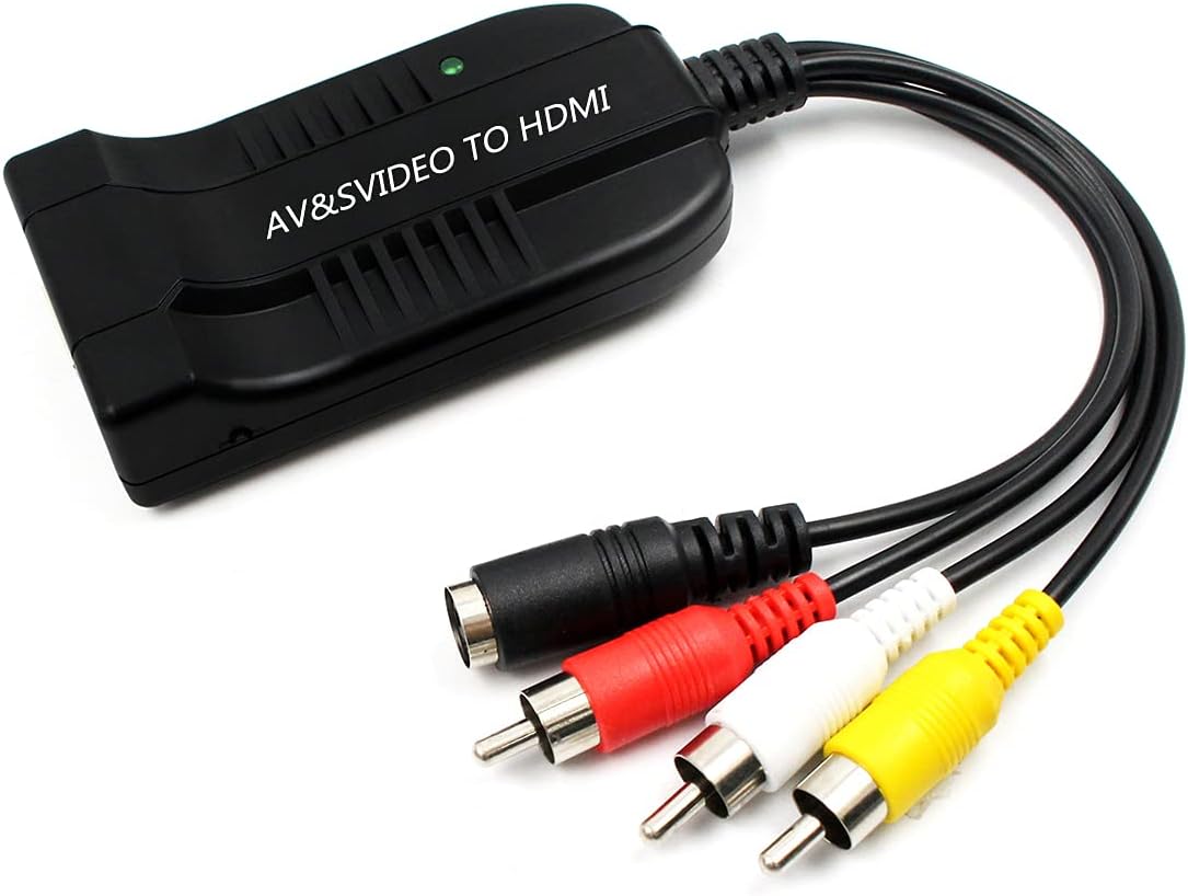 3RCA AV CVBS Composite & S-Video R/L Audio to HDMI Converter Adapter Support 720P/1080P for PS2 PS3 NES SNES Nintendo 64 HDTV