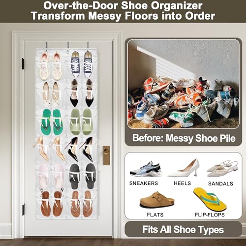 Save 20% on Over The Door Shoe Organizer with 24 Clear Pockets