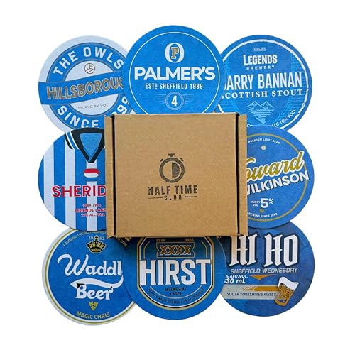 Sheff Wednesday Beer Mats Set of 8 Football Coasters Unique Sheff Wednesday Gifts SWFC Memorabilia Gift Boxed Drink Coasters for Beer or Coffee Football Fan Gift Idea