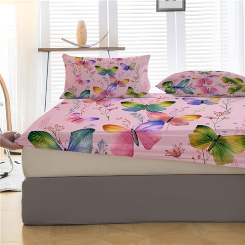 Drap housse microfibre antidérapant et infroissable rose 200x200 cm