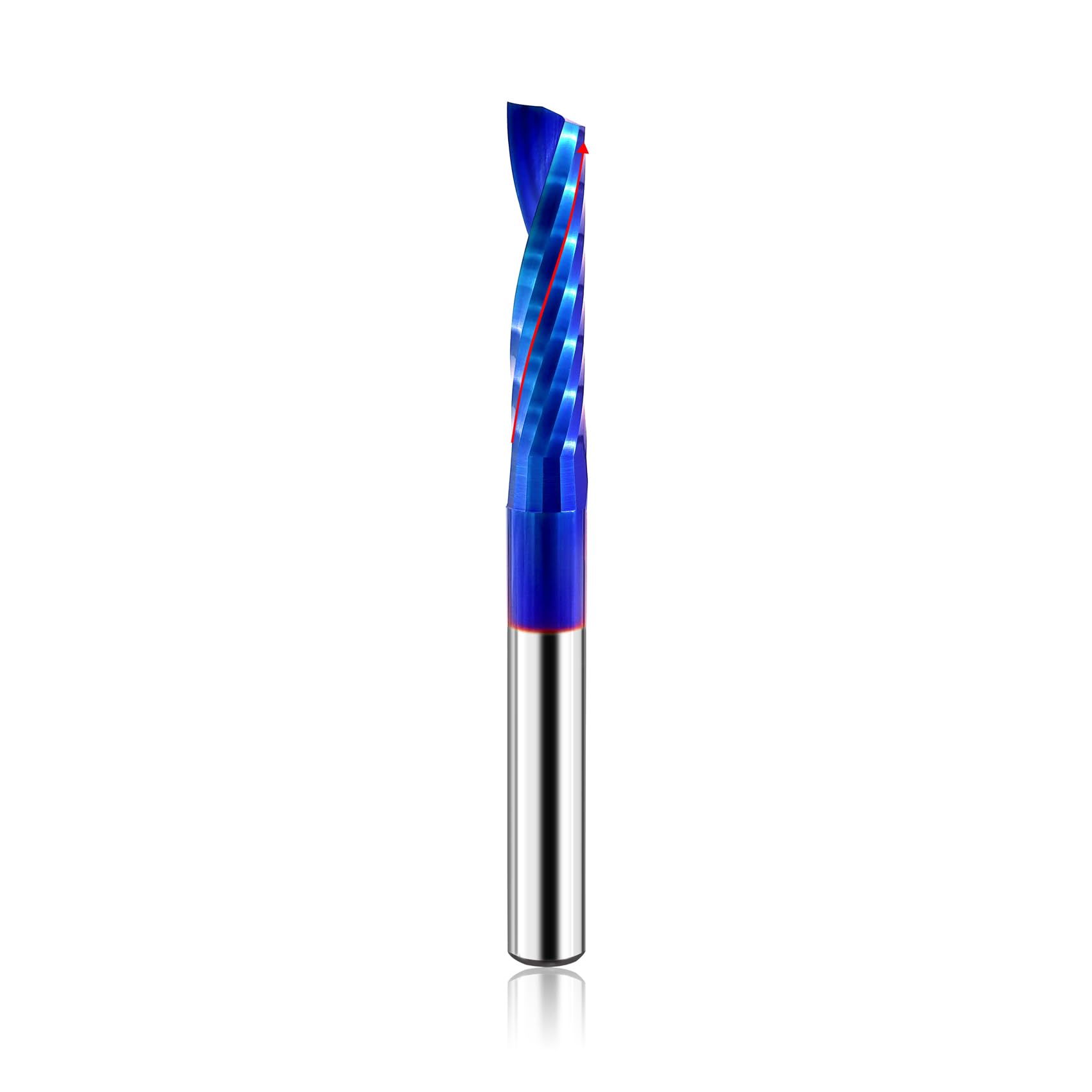 BGTEC Mèches de Toupie CNC - Fraises à simple goujure en O, Carbure Revêtu de Bleu Nano, Diamètre de Travail 6 mm pour Bois, Aluminium, Plastique, Acrylique, MDF et PVC