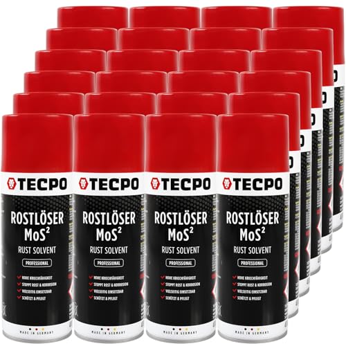 TECPO MoS² - Lote de 24 convertidores de óxido lubricante (400 ml, spray multifunción con protección contra la corrosión y capacidad de fluencia para conexiones oxidadas y oxidadas)