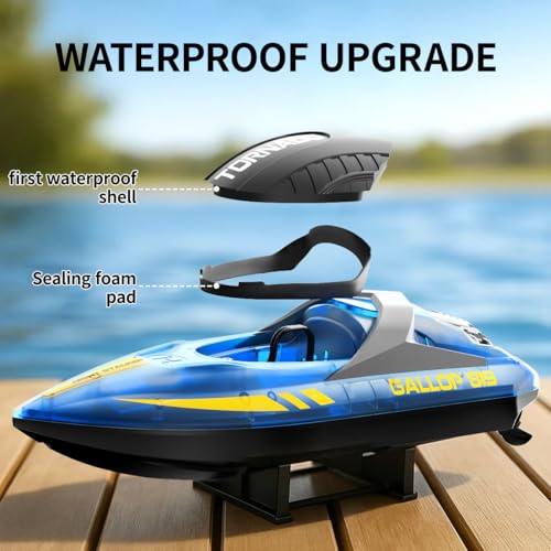 Ferngesteuertes RC Boot 2er Set, wasserdicht mit 2,4 GHz Fernsteuerung, Twin-Screw Antrieb, LED, automatische Flip-Funktion, Dual-Speed-Modus, 4 Akkus, für Kinder & Erwachsene, ideal für Pool & See