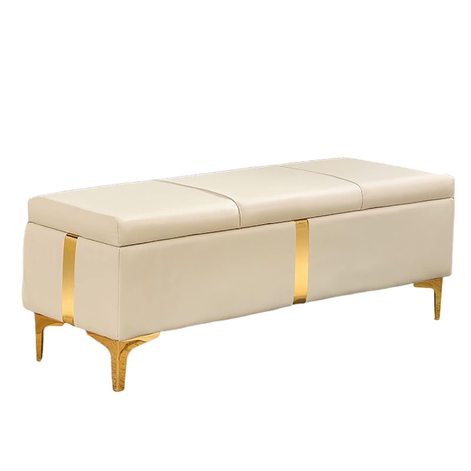 Banc ottoman moderne en similicuir haut de gamme avec assise rembourrée 120 x 40 cm