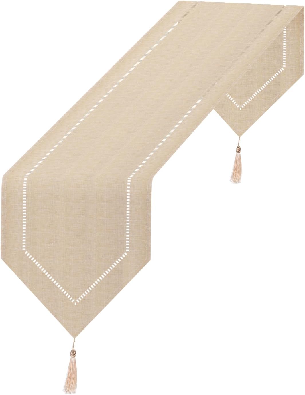 Beige Table Runner, 12.5*70.8 inches Table Runner with Tassels, Home Decoration Table Decoration for Dining Room/Restaurant/Banquet/Christmas Decoration