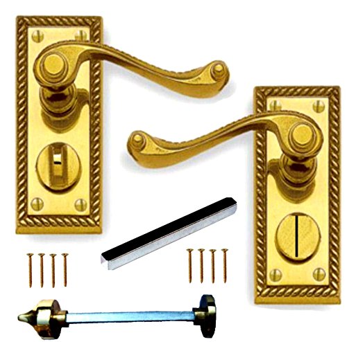 EuroArt Georgian Lever on Back Plate Privacy Door Handle Set 110mm x 45mm Traditional Internal Bathroom WC Door Furniture