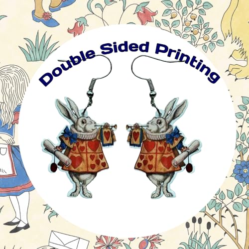 Cute Pair of Alice in Wonderland Classic Style White Rabbit Earrings for Women, Teens, Cosplay and More. Fun Pair of Drop and Dangle White Rabbit Earrings for Women. Fun Pair of Queen of Hearts, White Rabbit, Alice Costume Accessories for Women. Drop and Dangle White Rabbit Earrings for Women.3