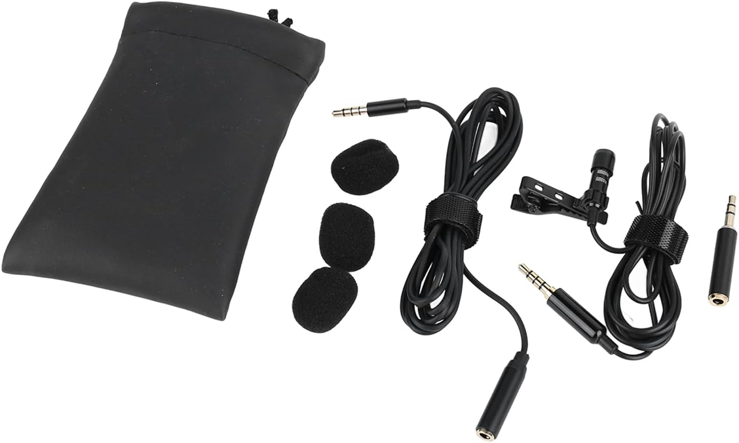 Professional Lavalier Microphone Omnidirectional 360° Clear Sound for Interviews Video Recording Cell Phone Computer Wired Lapel Mic with Windscreen 3.5mm Interface Black