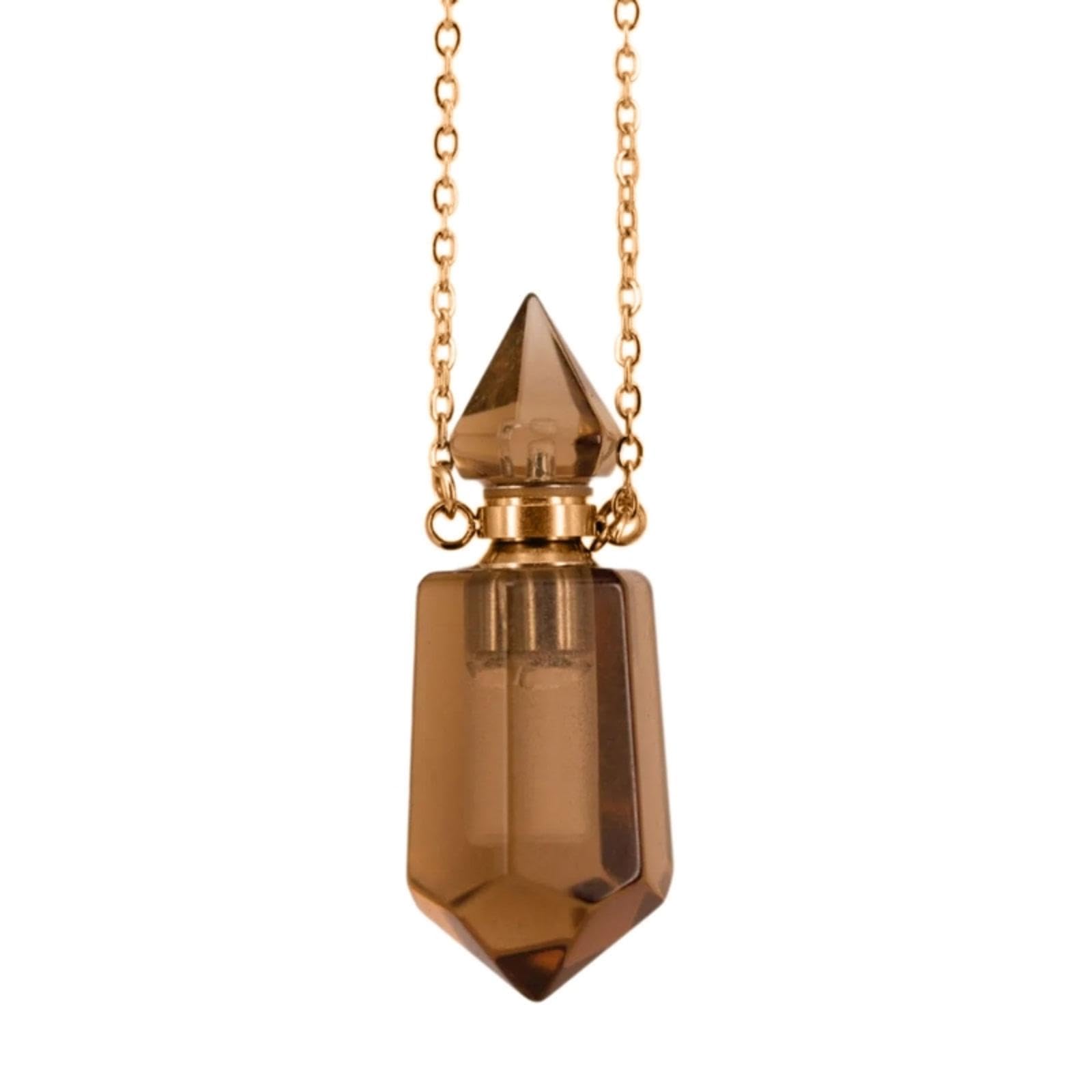Collar con colgante de botella difusora de aceite, cadena de acero inoxidable para mujer, cadena de cuello de longitud ajustable, joyería de fiesta, colgante de amatista hecho a mano
