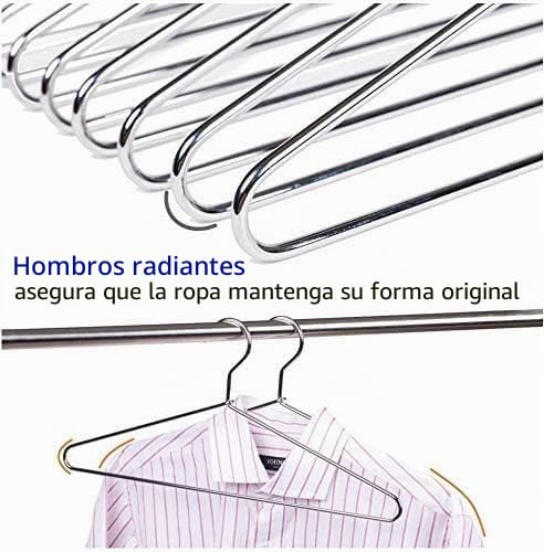 Miniatura 7 de Amber Home 20 Unidades 43cm Perchas De Hierro Cromado, Plata Metálico Percha Para Trajes Camisetas Camisas Chaquetas Vestidos Faldas Pantalones