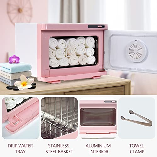 Pero Auzro 8L Pink Hot Towel Warmer, Professional Small Towel Warmer Hold 8-12 Face Towels With Towel Clamp, Suitable For Salon, Barber, Spa, Home（No Towel） #TOP4