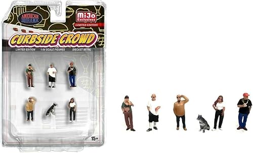 American Diorama Curbside Crowd 6 piece Diecast Figure Set (6 Figures) Limited Edition for 1/64 Scale Models AD-2429MJ