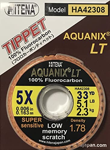 Hitena Aquanix - Fluorocarbon Fly Tippet (33Yd) Made With Highest Grade Fluorocarbon. Supple. Less Memory. Super Abrasion Resistance #TOP4