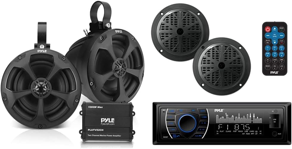 Pyle Waterproof OffRoad Speakers with Amplifier + Marine