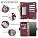 Antsturdy Compatible with Samsung Galaxy A53 5G Case Wallet with Card Holder Women Men Phone Case RFID Blocking PU Leather Flip Folio Shockproof Cover Wrist Strap Zipper Credit Card Slots,Wine Red