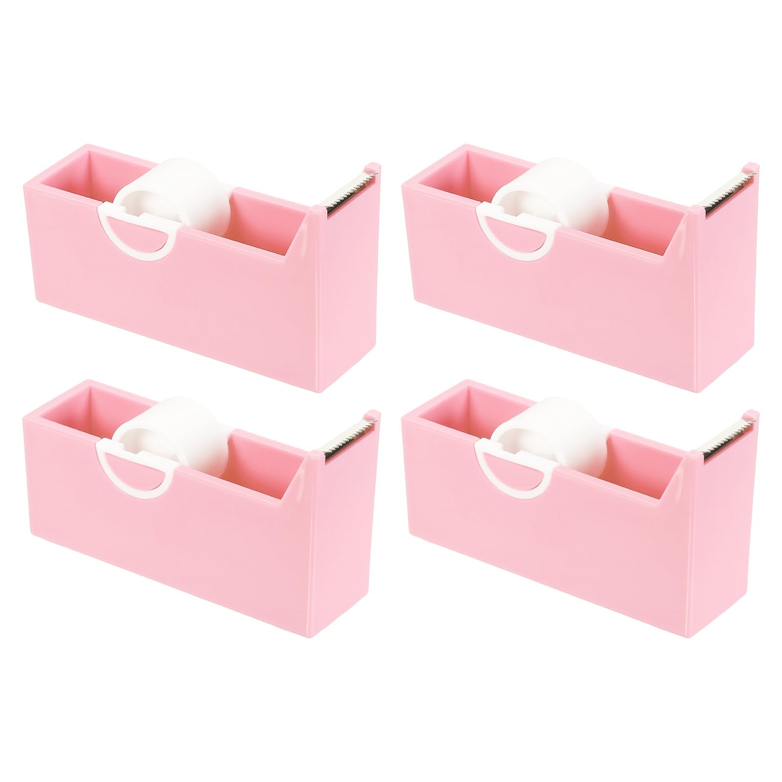 PATIKIL 4 Pack Tape Dispenser Desk, Small Desktop Tape Dispenser Cutter Holder for 17mm/0.65" Eyelash Tapes Rolls Desk Home Office Supplies, Pink