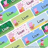120 personalisierte Peppa Wutz Namensaufkleber (30x13 mm) zum Markieren von Kleidung und Gegenständen. Wasserfeste Klebeetiketten für Kinder, Schule und Kindergarten - Peppa klassisch