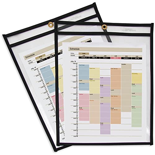 C-Line Stitched Shop Ticket Holders, Both Sides Clear, 9 x 12 Inches, 25 per Box (46912)