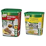 Knorr Bratenjus pastös (vielseitig anwendbar für Bratensaft, Bratensoße (gravy) und braune Soße) 1er pack (1 x 1,4 kg) & Gemüse Kraftbouillon (Gemüsebrühe mit Suppengrün) 1er Pack (1 x 1 kg)