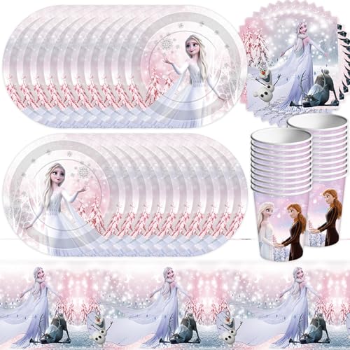 61PCS Freeze Birthday Party Tableware, Kids Girls Boys Party Supplies, freeze princess Tableware Includes Tablecloth Plates Cups and Napkins (20 Guests)