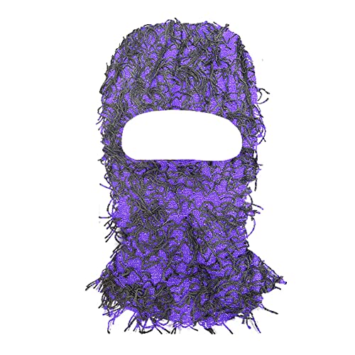 Distressed Balaclava Trending Ski Masks Wind Proof Winter Premium One Size Yeat Shiesty Distress Mask Beanie Cap Deep Purple