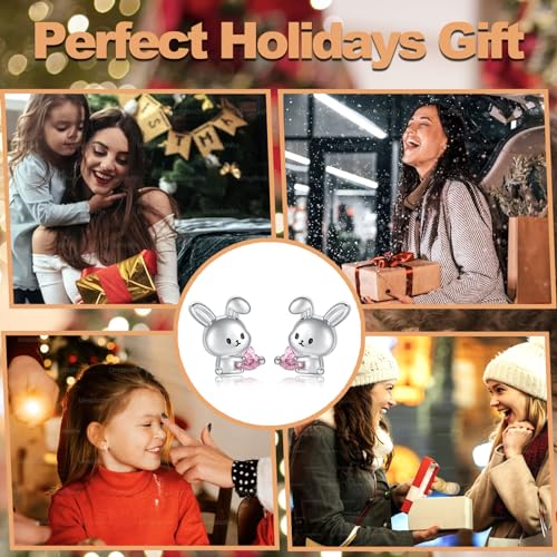 Sterling Silver Animal Stud Earrings: Hypoallergenic Cow Bee Axolotl Fox Penguin Cat Bat Bunny Elephant Panda Pig Earrings Cute Jewelry Gifts for Women2