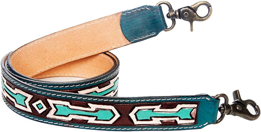 American Darling Hand Tooled Genuine Leather Crossbody Handle Strap for Bags Phone Wallet Purse Clutch