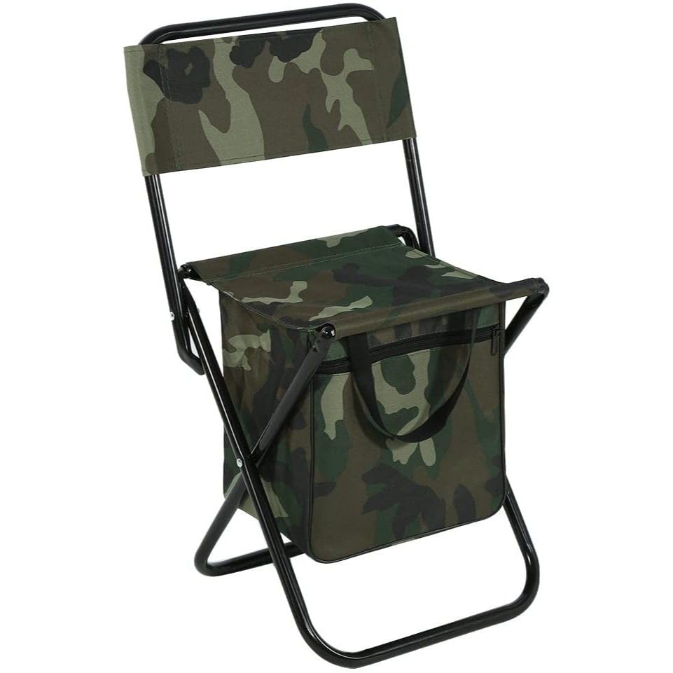 Cadeira Mochila Dobrável para Pesca e Camping com Bolsa Térmica | Portátil Leve em Aço e Oxford