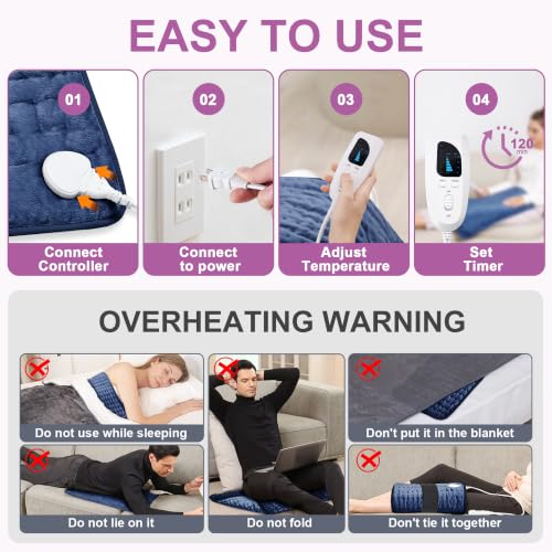Image of Heating Pad,Electric Heating Pads,Heating Pad for Back,DarkBlue,24x20 Inch