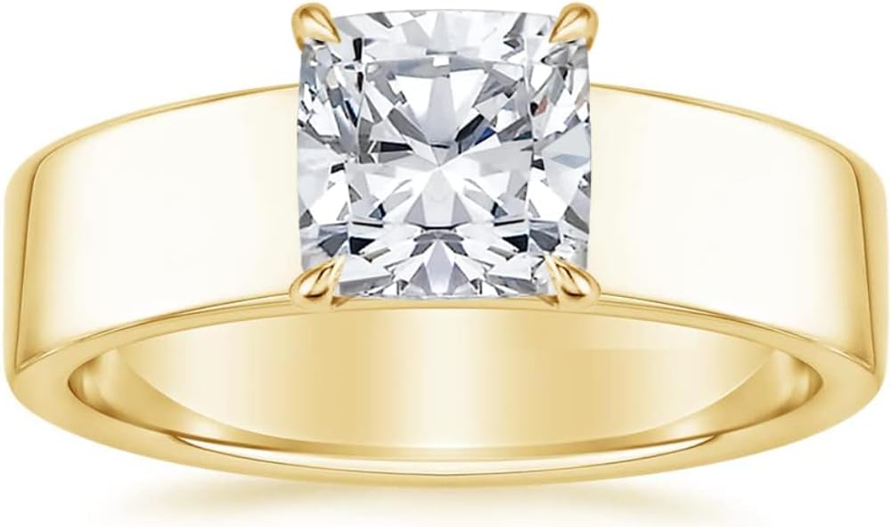 1CT-3CT Cushion Cut Wedding Ring Solitaire Hidden Halo Moissanite Bridal Ring for Women Promise Gifts for Her 925 Silver/10K/14K/18K Gold