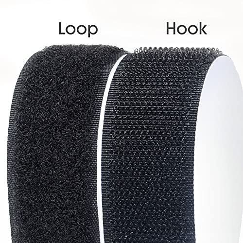 Hook Loop Strips With Adhesive - Melsan Industrial Strength Sticky Back Fasteners Hook And Loop Tape For Mounting, Hanging, Or Organizing Items Indoors Or Outdoors | Black, 12 Pairs 1X7 Inch #TOP1