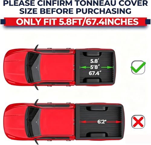 Image of MOSTPLUS 5.7ft Tri-Fold Hard Truck Bed Tonneau Cover Compatible with 2009-2026 Dodge Ram 1500 Fleetside Inclu. Classic & New Body(w /o Ram Box) (5.7 FT Bed) On Top-67.4 in