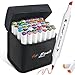 ArtBeek Alcohol Markers Brush Tip, Double Tipped Art Marker Set for Artist Adults Coloring Sketching Drawing Alcohol Based Ink, Brush Chisel Dual Tips, 48 Colors w/ 1 Blender and Case (49)
