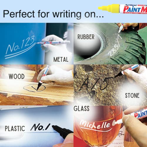 Artline Paint Markers, Industrial Pro Use, For Any Surface, Permanent Yellow, 2.3 Mm, 12 Pack (Ek-400) #TOP2